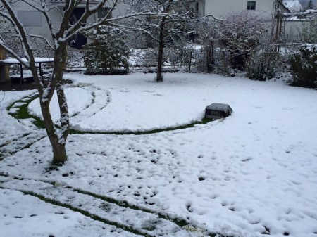 Rasenmäher im Schnee